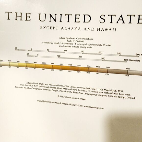 Raven Maps United States Poster Wall Map Laminated Landforms Educational 37x58 - Picture 7 of 10